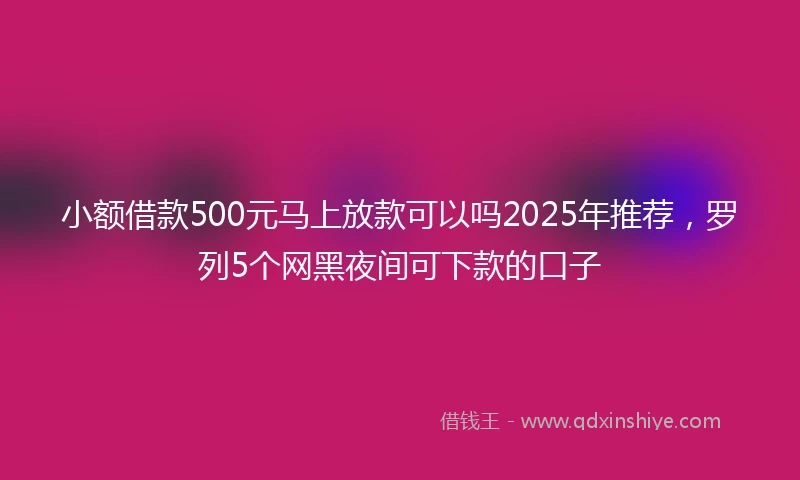 小额借款500元马上放款可以吗2025年推荐，罗列5个网黑夜间可下款的口子