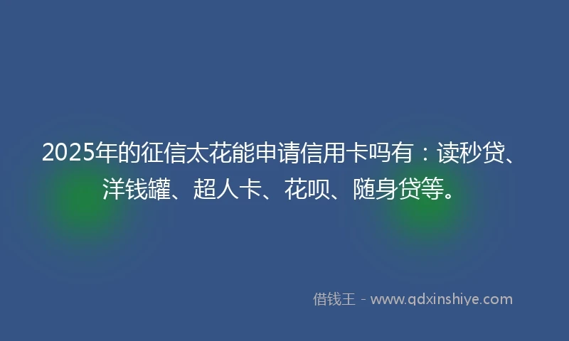 2025年的征信太花能申请信用卡吗有：读秒贷、洋钱罐、超人卡、花呗、随身贷等。