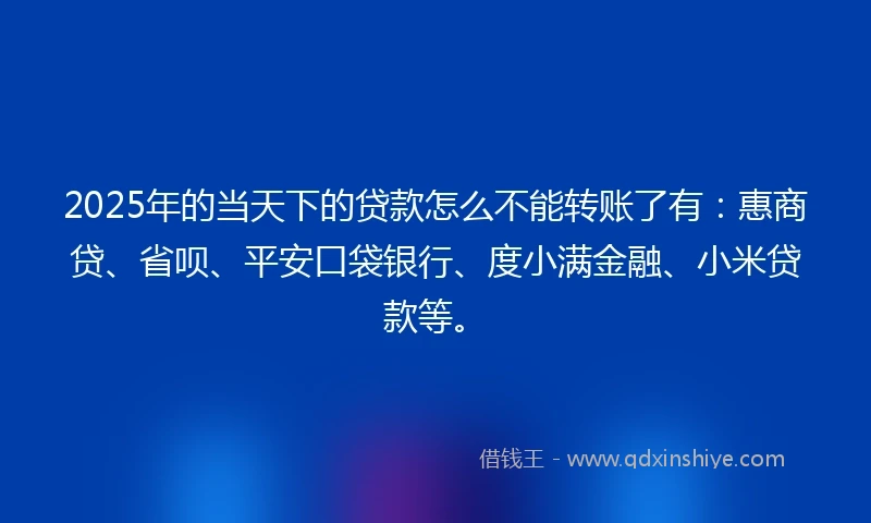 2025年的当天下的贷款怎么不能转账了有：惠商贷、省呗、平安口袋银行、度小满金融、小米贷款等。