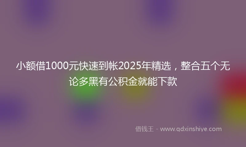 小额借1000元快速到帐2025年精选，整合五个无论多黑有公积金就能下款