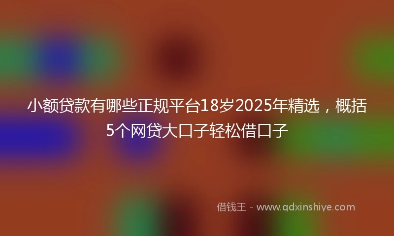 小额贷款有哪些正规平台18岁2025年精选，概括5个网贷大口子轻松借口子