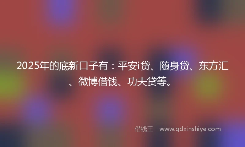 2025年的底新口子有：平安i贷、随身贷、东方汇、微博借钱、功夫贷等。