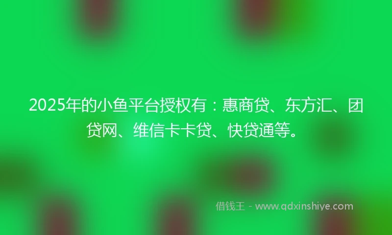 2025年的小鱼平台授权有:惠商贷、东方汇、团贷网、维信卡卡贷、快贷通等。