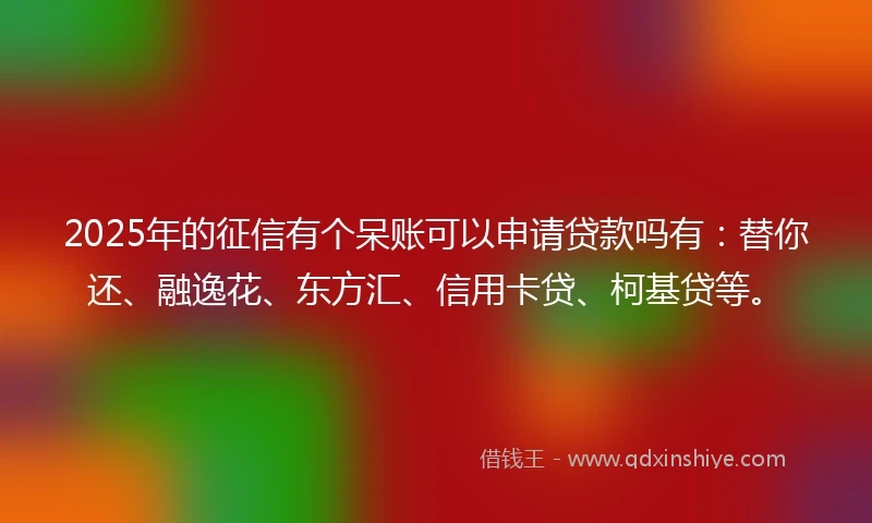 2025年的征信有个呆账可以申请贷款吗有:替你还、融逸花、东方汇、信用卡贷、柯基贷等。