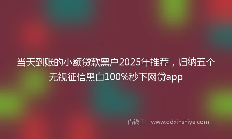 当天到账的小额贷款黑户2025年推荐,归纳五个无视征信黑白100%秒下网贷app