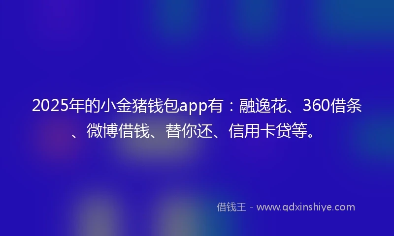 2025年的小金猪钱包app有：融逸花、360借条、微博借钱、替你还、信用卡贷等。