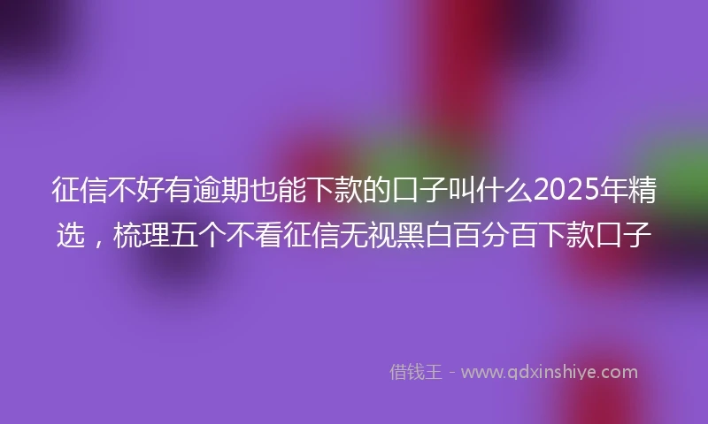 征信不好有逾期也能下款的口子叫什么2025年精选，梳理五个不看征信无视黑白百分百下款口子