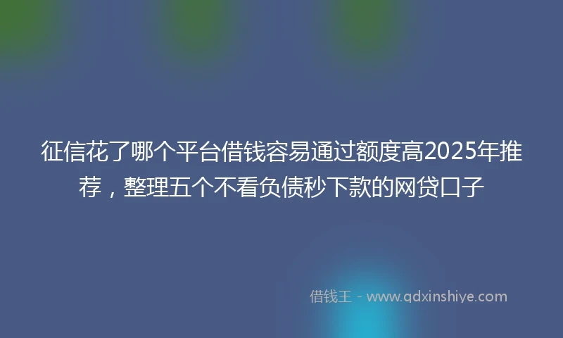 征信花了哪个平台借钱容易通过额度高2025年推荐，整理五个不看负债秒下款的网贷口子