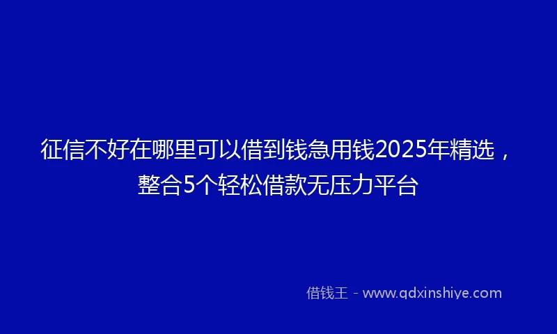 征信不好在哪里可以借到钱急用钱2025年精选，整合5个轻松借款无压力平台