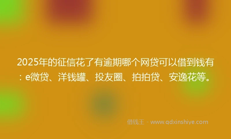 2025年的征信花了有逾期哪个网贷可以借到钱有：e微贷、洋钱罐、投友圈、拍拍贷、安逸花等。