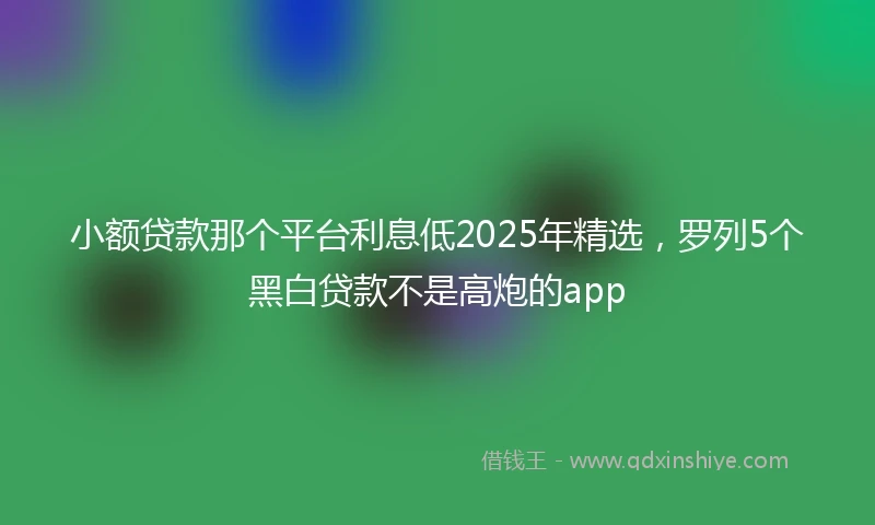 小额贷款那个平台利息低2025年精选，罗列5个黑白贷款不是高炮的app