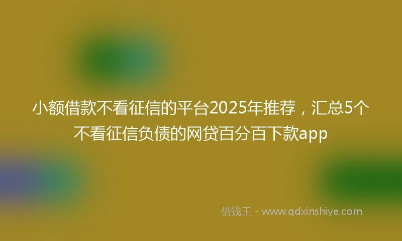 小额借款不看征信的平台2025年推荐，汇总5个不看征信负债的网贷百分百下款app