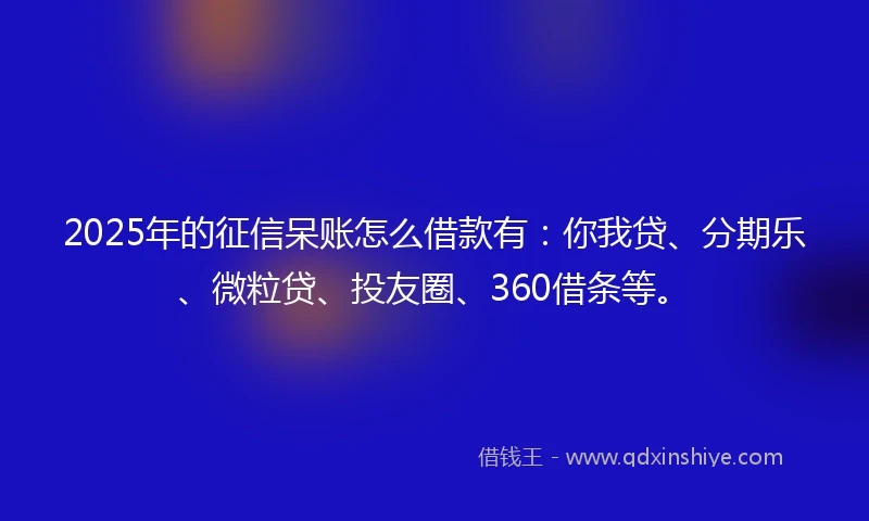 2025年的征信呆账怎么借款有：你我贷、分期乐、微粒贷、投友圈、360借条等。