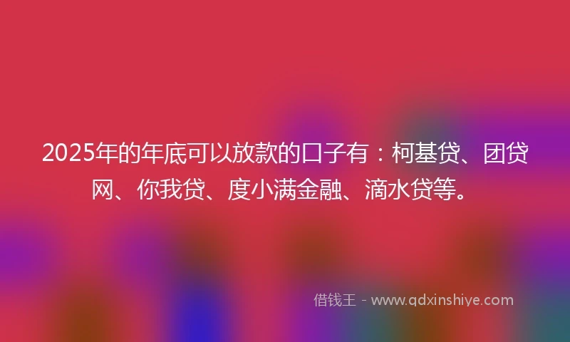 2025年的年底可以放款的口子有：柯基贷、团贷网、你我贷、度小满金融、滴水贷等。