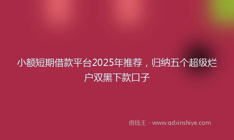 小额短期借款平台2025年推荐，归纳五个超级烂户双黑下款口子