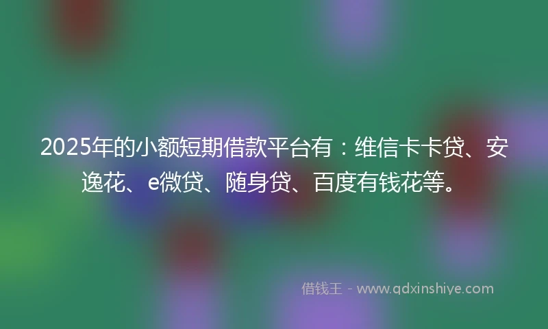 2025年的小额短期借款平台有：维信卡卡贷、安逸花、e微贷、随身贷、百度有钱花等。