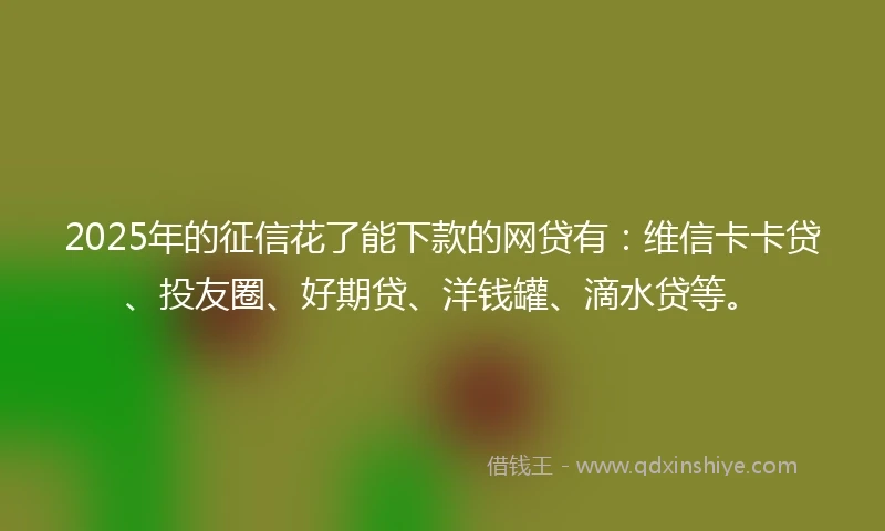2025年的征信花了能下款的网贷有:维信卡卡贷、投友圈、好期贷、洋钱罐、滴水贷等。