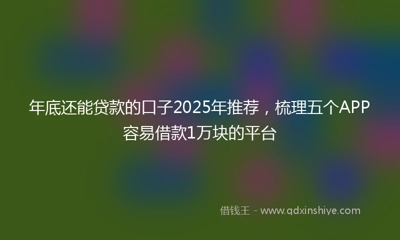 年底还能贷款的口子2025年推荐，梳理五个APP容易借款1万块的平台