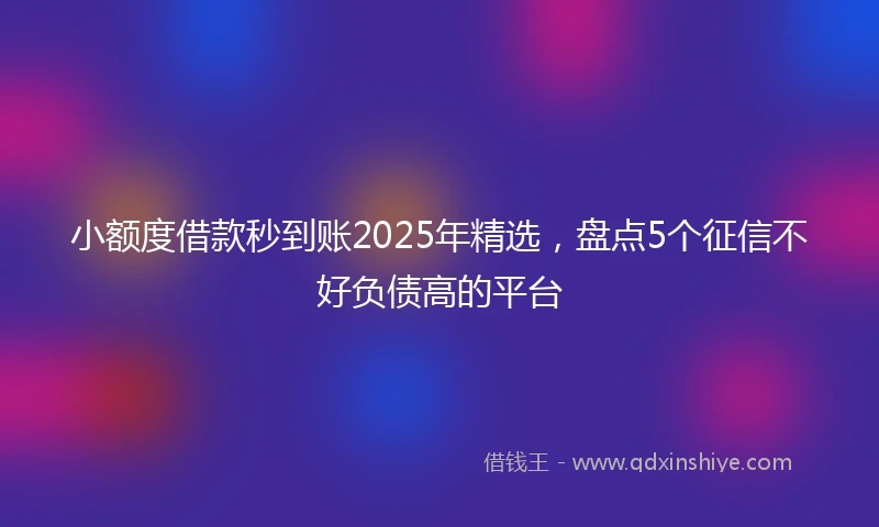 小额度借款秒到账2025年精选，盘点5个征信不好负债高的平台