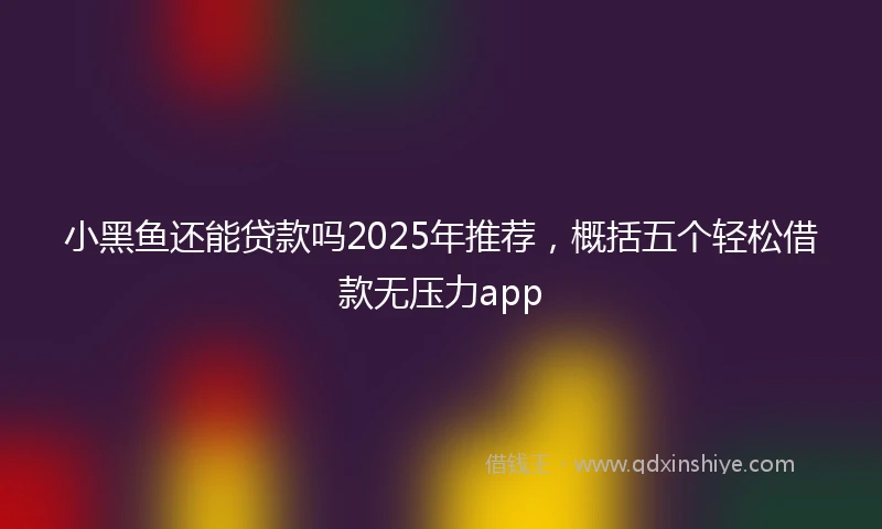 小黑鱼还能贷款吗2025年推荐，概括五个轻松借款无压力app