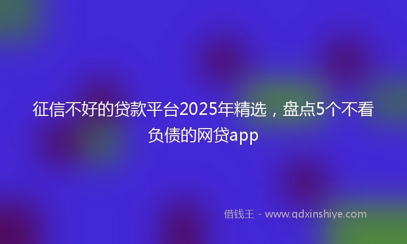征信不好的贷款平台2025年精选，盘点5个不看负债的网贷app
