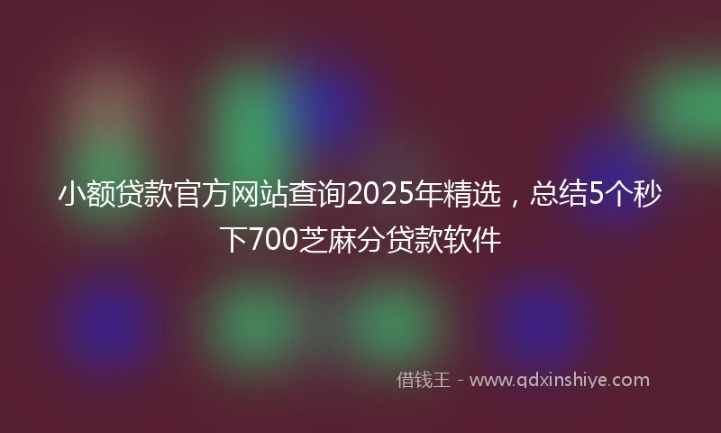 小额贷款官方网站查询2025年精选，总结5个秒下700芝麻分贷款软件