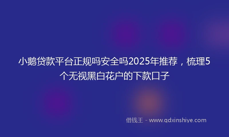 小鹅贷款平台正规吗安全吗2025年推荐，梳理5个无视黑白花户的下款口子
