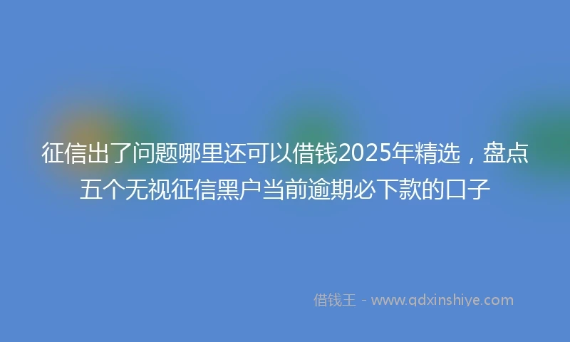 征信出了问题哪里还可以借钱2025年精选，盘点五个无视征信黑户当前逾期必下款的口子