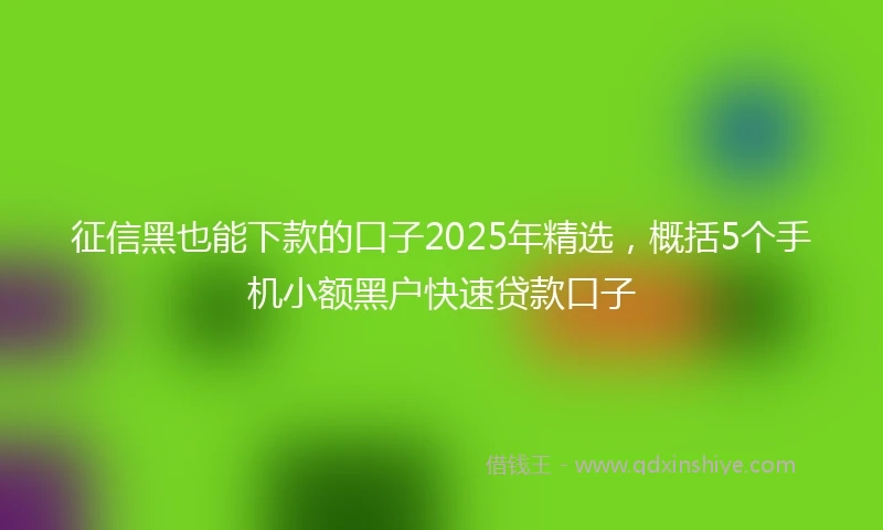征信黑也能下款的口子2025年精选，概括5个手机小额黑户快速贷款口子