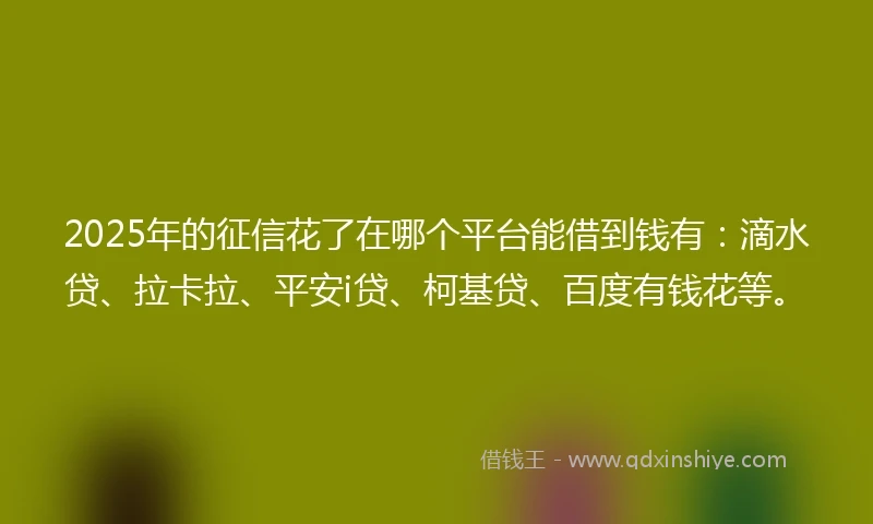 2025年的征信花了在哪个平台能借到钱有：滴水贷、拉卡拉、平安i贷、柯基贷、百度有钱花等。