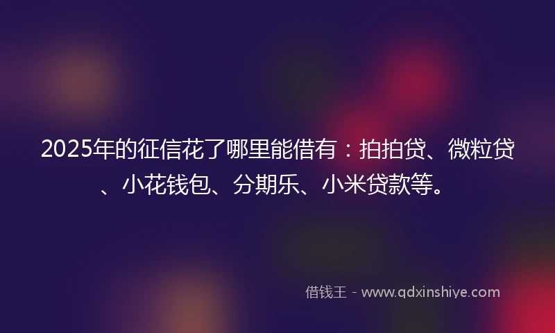 2025年的征信花了哪里能借有:拍拍贷、微粒贷、小花钱包、分期乐、小米贷款等。
