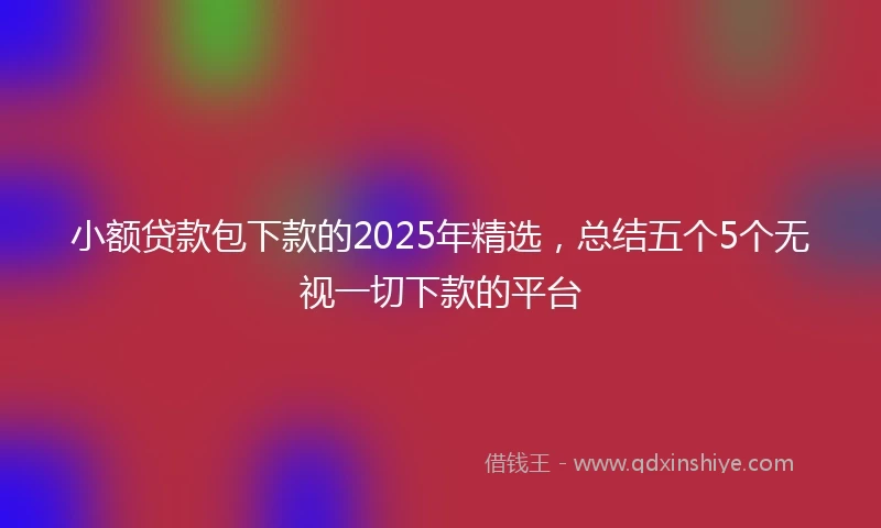 小额贷款包下款的2025年精选，总结五个5个无视一切下款的平台