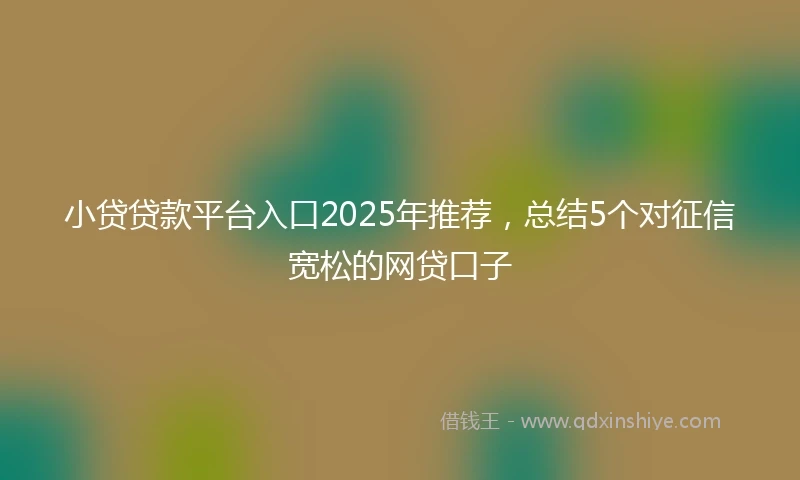 小贷贷款平台入口2025年推荐，总结5个对征信宽松的网贷口子