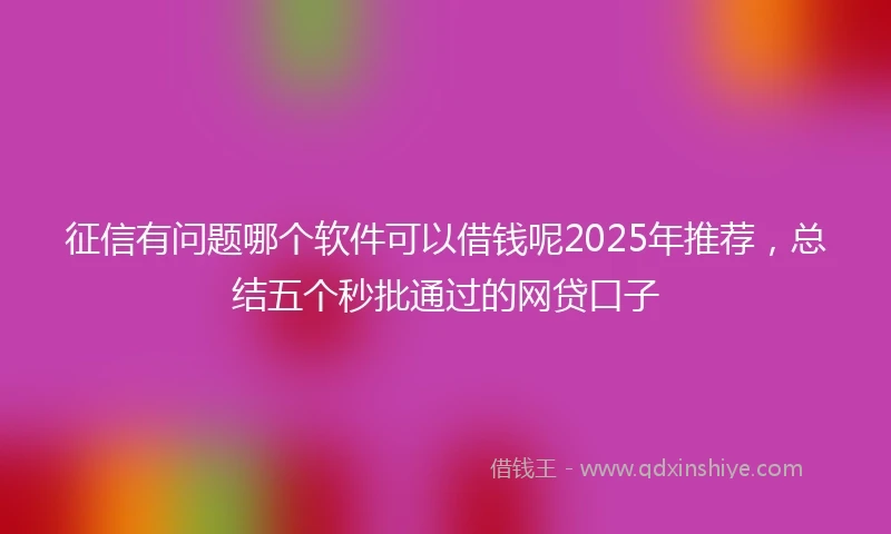 征信有问题哪个软件可以借钱呢2025年推荐，总结五个秒批通过的网贷口子