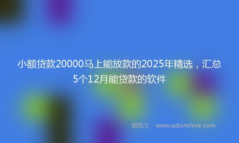 小额贷款20000马上能放款的2025年精选，汇总5个12月能贷款的软件