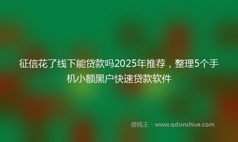 征信花了线下能贷款吗2025年推荐，整理5个手机小额黑户快速贷款软件