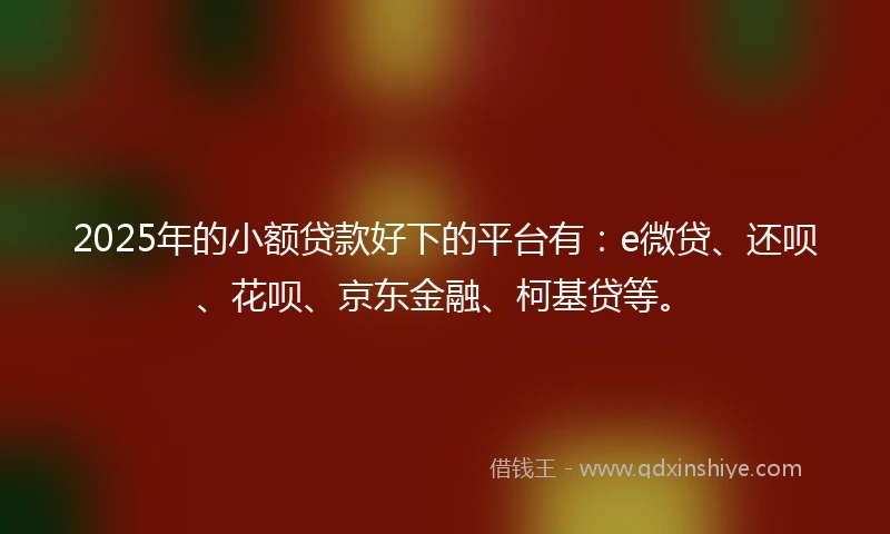 2025年的小额贷款好下的平台有：e微贷、还呗、花呗、京东金融、柯基贷等。