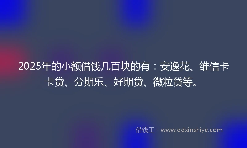 2025年的小额借钱几百块的有：安逸花、维信卡卡贷、分期乐、好期贷、微粒贷等。