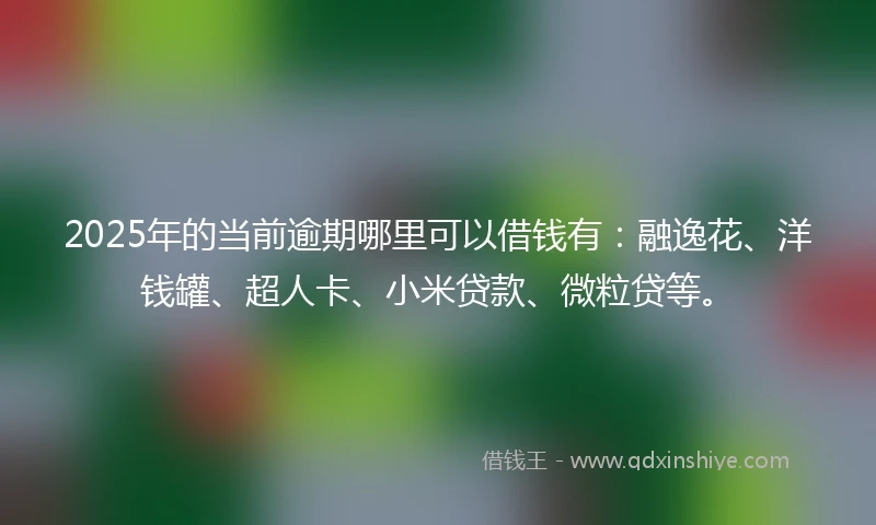 2025年的当前逾期哪里可以借钱有：融逸花、洋钱罐、超人卡、小米贷款、微粒贷等。