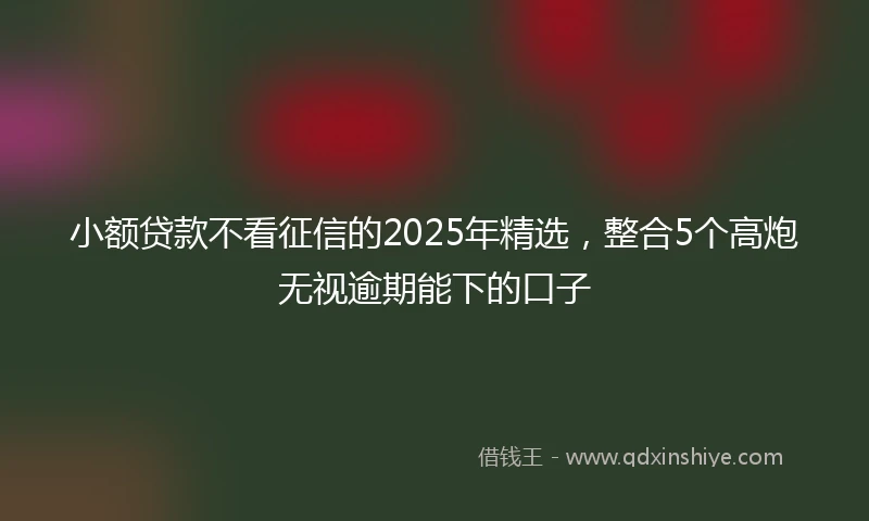 小额贷款不看征信的2025年精选，整合5个高炮无视逾期能下的口子
