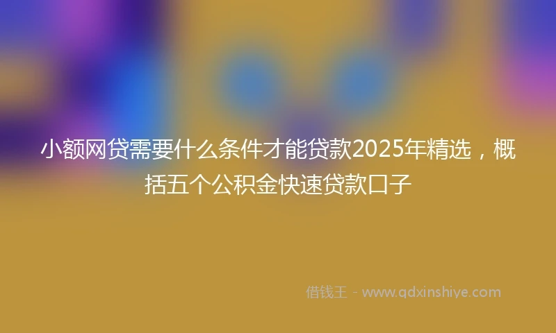 小额网贷需要什么条件才能贷款2025年精选，概括五个公积金快速贷款口子