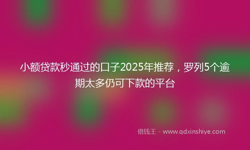 小额贷款秒通过的口子2025年推荐，罗列5个逾期太多仍可下款的平台