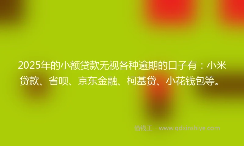 2025年的小额贷款无视各种逾期的口子有：小米贷款、省呗、京东金融、柯基贷、小花钱包等。