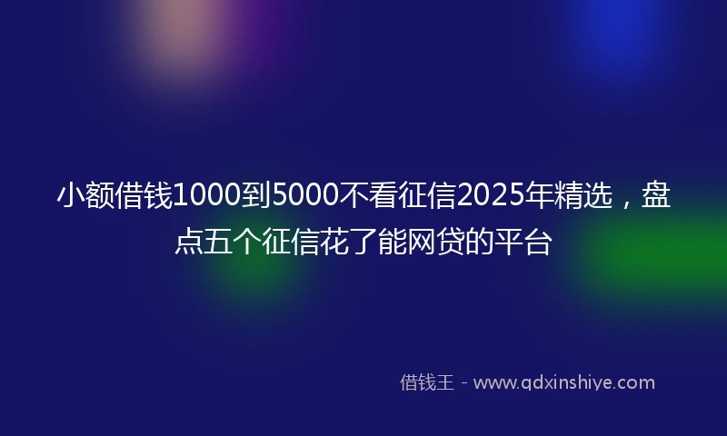 小额借钱1000到5000不看征信2025年精选，盘点五个征信花了能网贷的平台