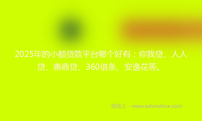 2025年的小额贷款平台哪个好有：你我贷、人人贷、惠商贷、360借条、安逸花等。