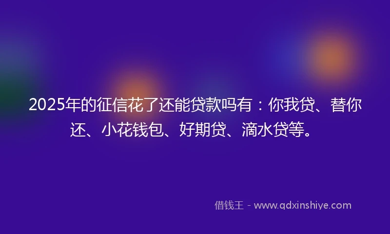 2025年的征信花了还能贷款吗有：你我贷、替你还、小花钱包、好期贷、滴水贷等。