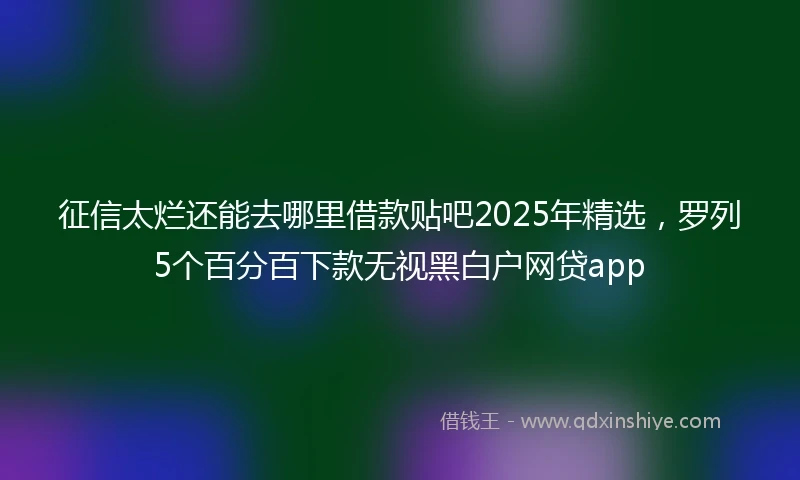 征信太烂还能去哪里借款贴吧2025年精选,罗列5个百分百下款无视黑白户网贷app