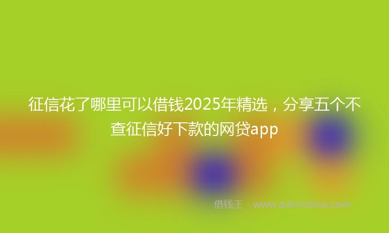 征信花了哪里可以借钱2025年精选，分享五个不查征信好下款的网贷app