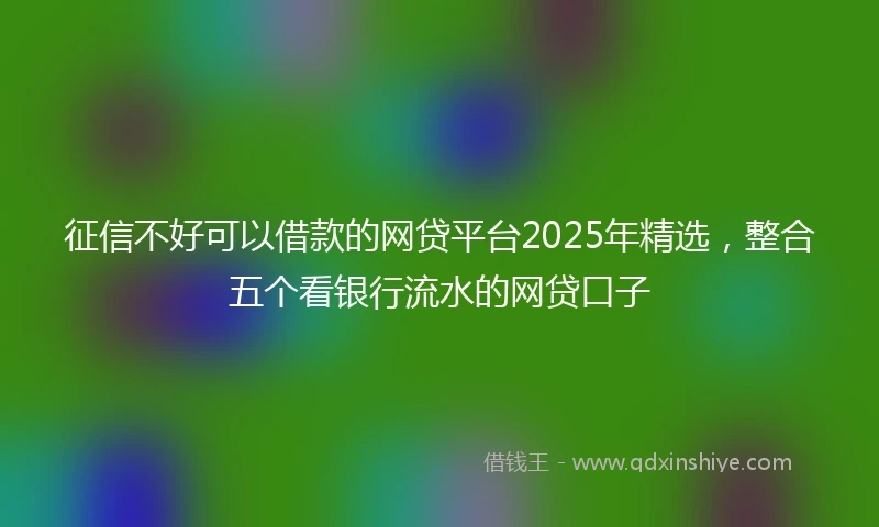 征信不好可以借款的网贷平台2025年精选，整合五个看银行流水的网贷口子