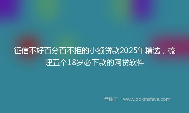 征信不好百分百不拒的小额贷款2025年精选，梳理五个18岁必下款的网贷软件